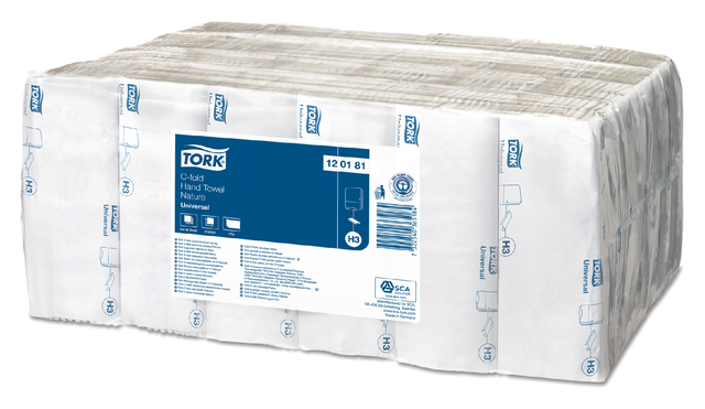 Handdoek Tork H3 c-vouw universal 1-laags naturel 120181