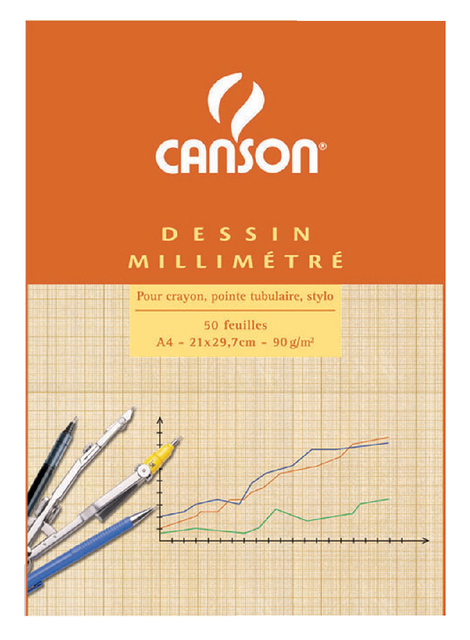 Millimeterblok Canson A4 lichtbruin