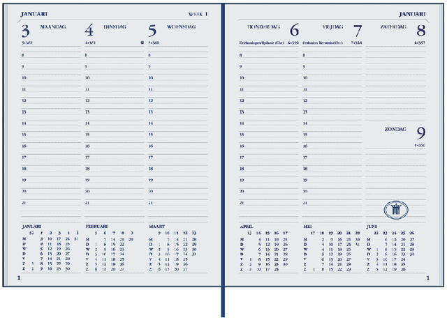 Agenda 2024 Ryam Weekplan Plus Mundior Mercury 7dagen/2pagina's zwart