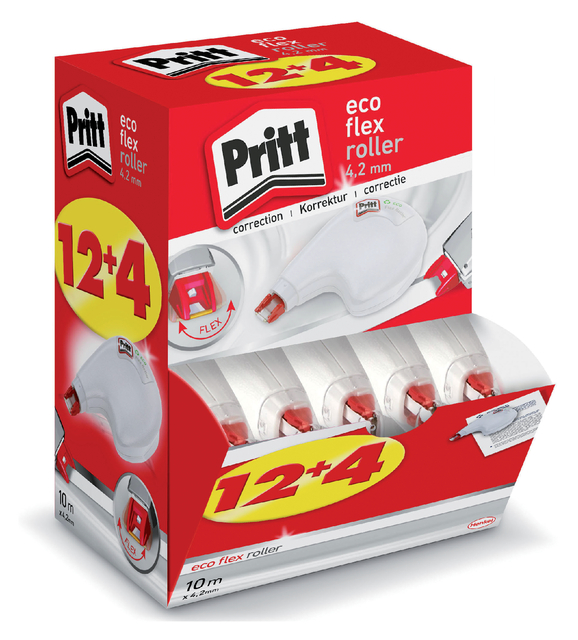 Correctieroller Pritt 4.2mmx10m eco flex valuepack à 12+4 gratis