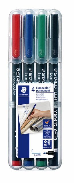 Viltstift Staedtler Lumocolor 318 permanent F set à 4 stuks assorti