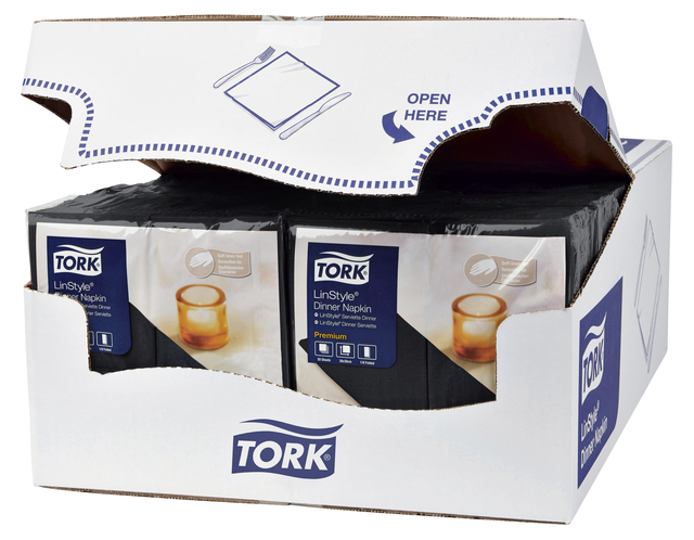 Dinnerservetten Tork Premium LinStyle® 1/8 gevouwen 50st zwart  478151