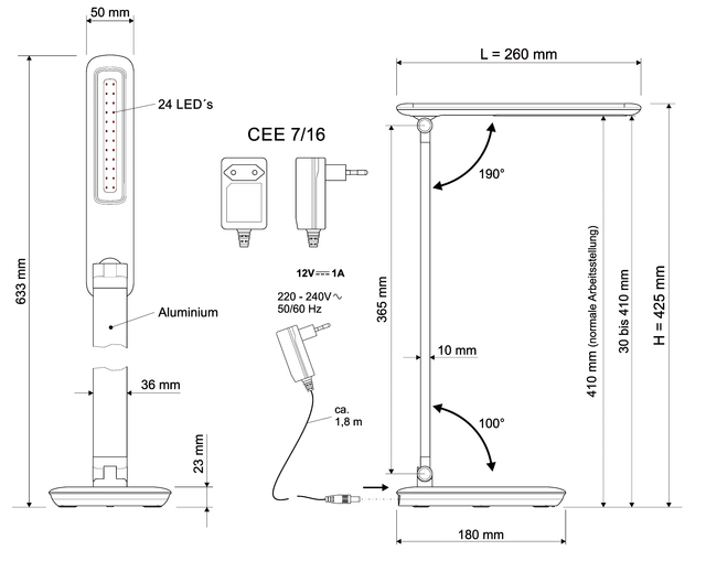 Bureaulamp MAUL Jazzy LED voet dimbaar + usbpoort wit