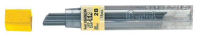 Potloodstift Pentel 0.9mm 2B zwart koker à 12 stuks