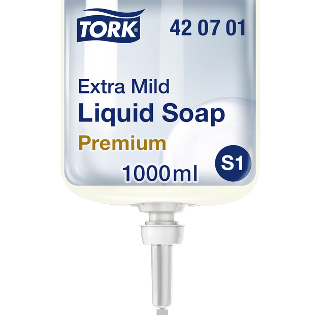 Handzeep Tork S1 vloeibaar mild en ongeparfumeerd 1000ml 420701