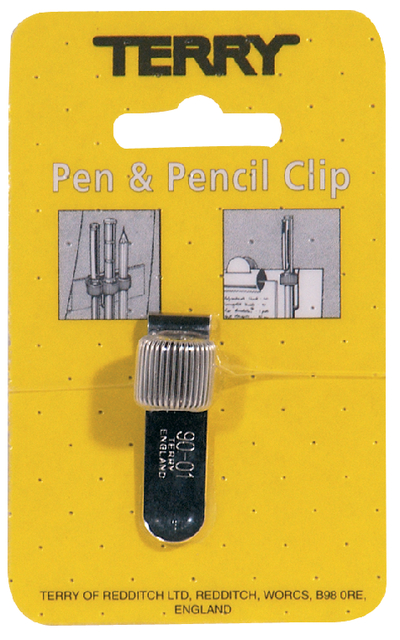 Penhouder Terry clip voor 1 pen/potlood zilverkleurig