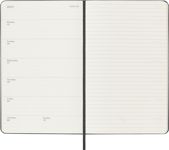 Agenda 2023/2024 Moleskine 18M Planner Weekly 7dag/1pagina large 130x210mm hard cover black