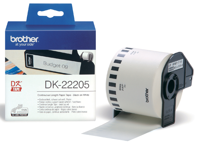 Etiket Brother DK-22205 62mm 30-meter wit papier