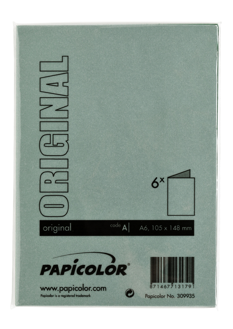 Correspondentiekaart Papicolor dubbel 105x148mm dennengroen pak à 6 stuks