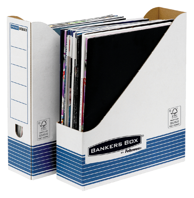 Tijdschriftcassette Bankers Box System A4  wit blauw
