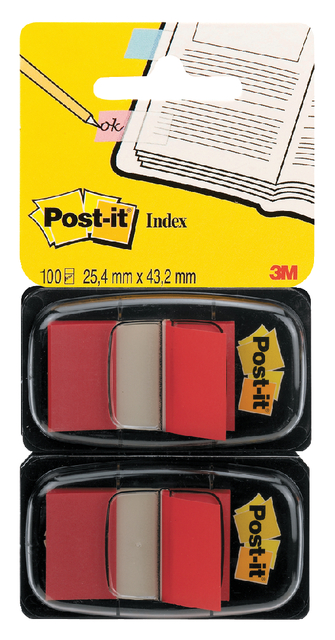 Indextabs 3M Post-it 680 25.4x43.2mm duopack rood
