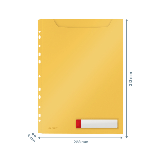 Insteekmap U-model Leitz Cosy harmonica A4 met perforatiestrip PP geel