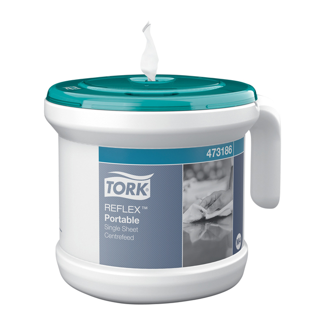 Startpakket Tork Reflex™ M4 draagbare dispenser wit/turquoise 473186