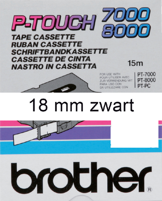 Labeltape Brother P-touch TX-241 18mm zwart op wit