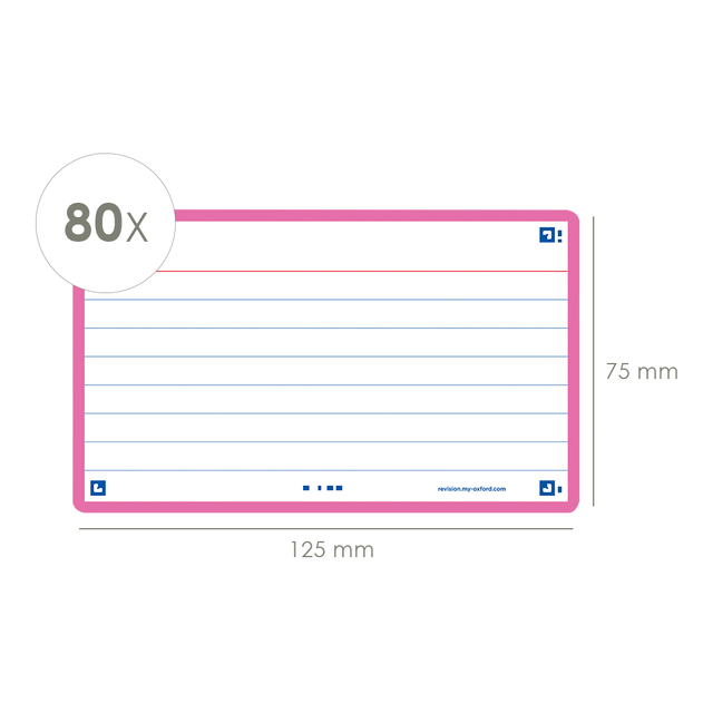 Flashcard Oxford 2.0 75x125mm 80vel 250gr lijn fuchsia