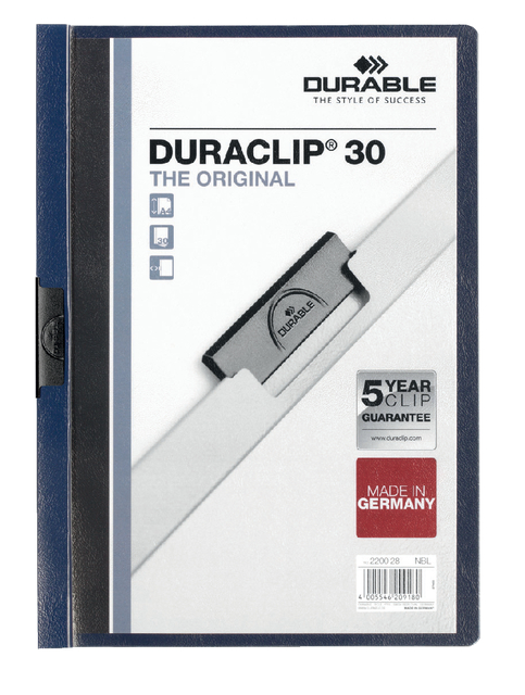 Klemmap Durable Duraclip A4 3mm 30 vellen nachtblauw