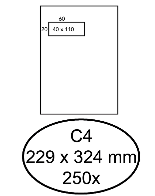 Envelop Quantore 229x324mm venster 4x11cm links zelfkl 250st