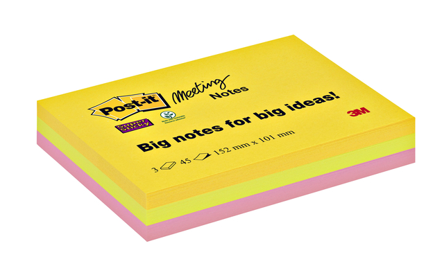 Memoblok 3M Post-it 6445 Super Sticky 152x101mm assorti