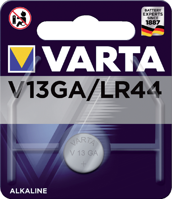 Batterij Varta knoopcel V13GA lithium blister à 1stuk