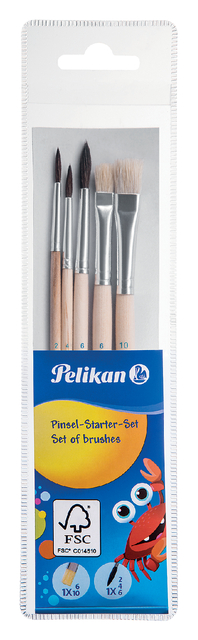 Penseel Pelikan starterset assorti blister à 5stuks