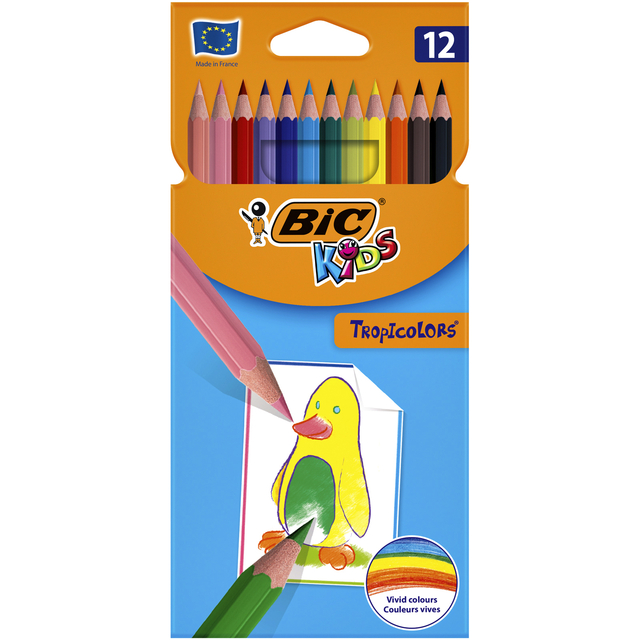 Kleurpotloden BicKids Tropicolors assorti blister à 12 stuks