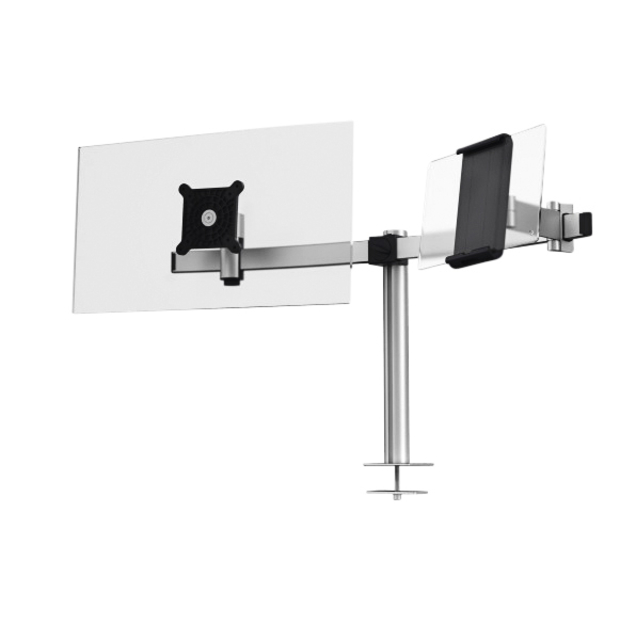 Monitorarm Durable met bladdoorvoer voor 1 scherm en 1 tablet