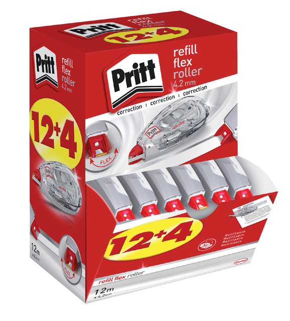 Correctieroller Pritt 4.2mmx12m flex navulbaar doos à 12+4 gratis