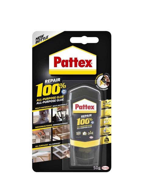 Lijm Pattex 100% tube 50gram op blister