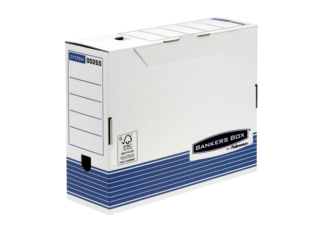 Archiefdoos Bankers Box System A4 100mm wit blauw