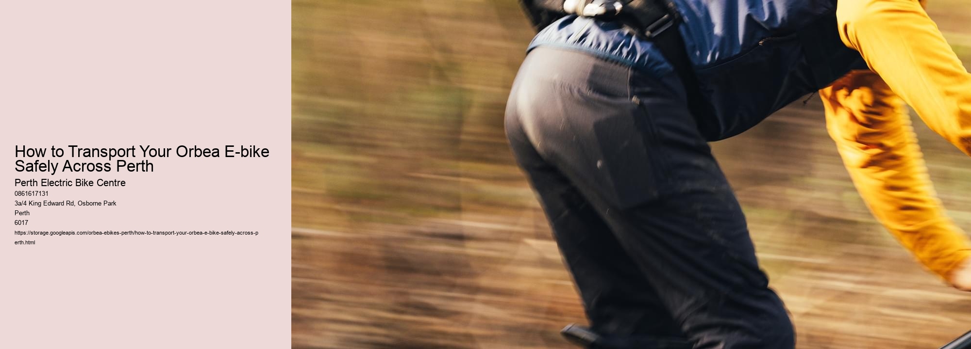 How to Transport Your Orbea E-bike Safely Across Perth  
