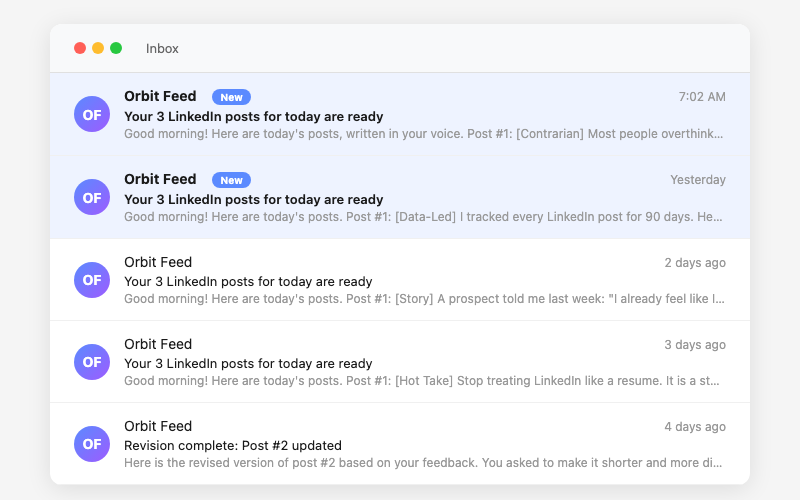 Daily posts delivered to your inbox