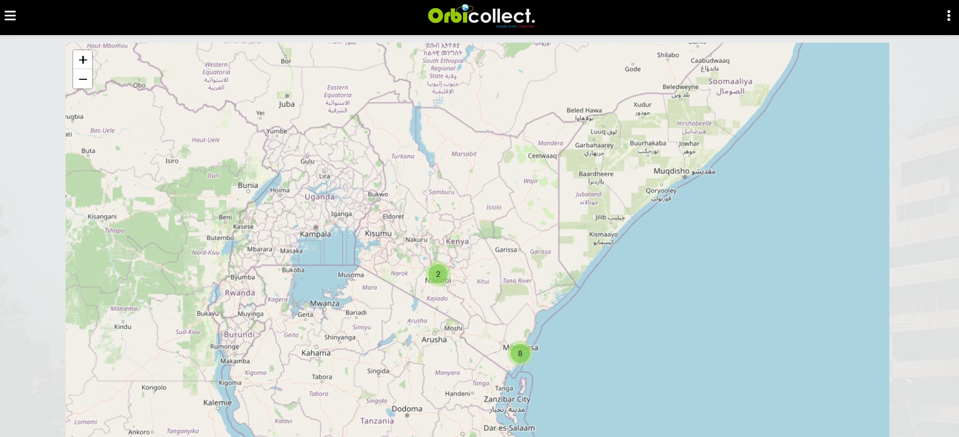OrbiCollect Mobile Data Collection Map Interface