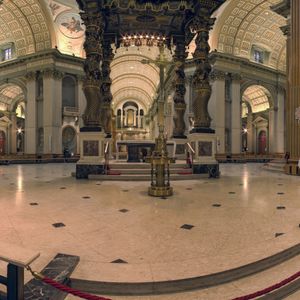 Behind altar