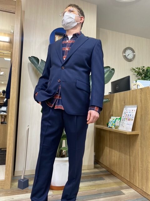 ネイビー千鳥格子でビジネス用の１着に-静岡パルコ店スーツ