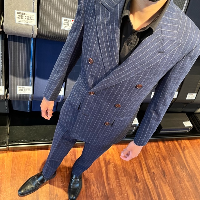 【DORMEUIL×UNIVERSAL  LANGUAGE】春夏 スーツ ダブル誤差はご容赦ください