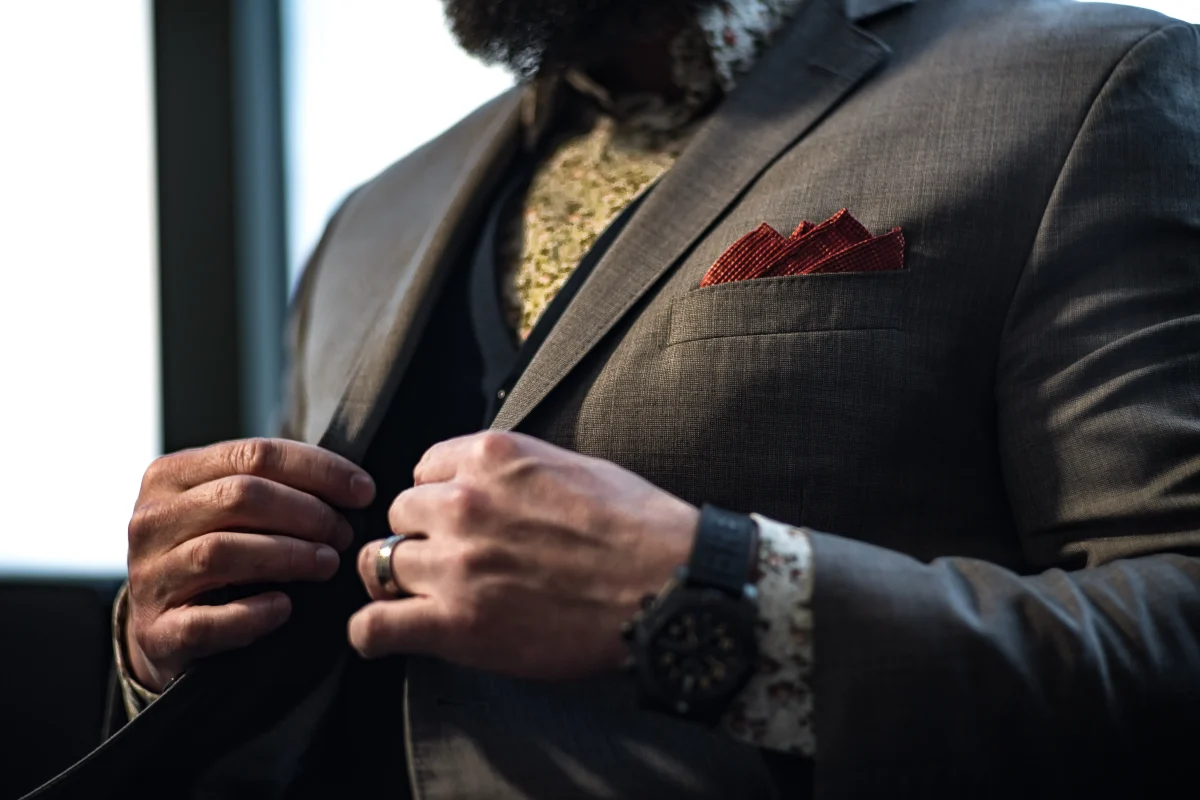 A man wearing a stylish pocket square