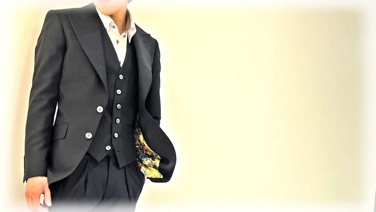 LOST特注【vintage】セットアップ ダブルスーツ カーキブラウン モード LOST特注【vintage】セットアップ ダブルスーツ カーキブラウン