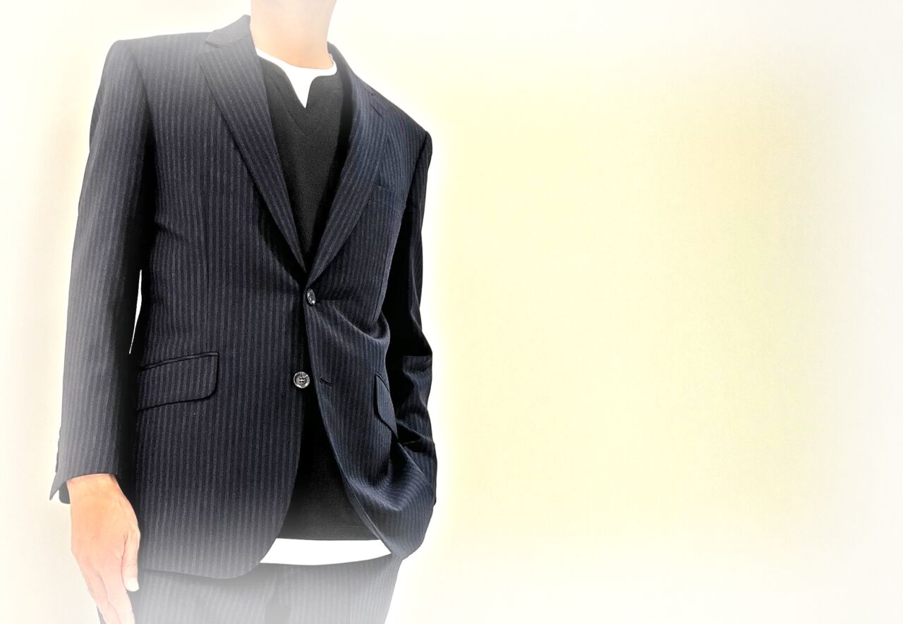 極美品　バーバリー　ネイビー ストライプ スーツ 極美品☆バーバリー×サマーウール☆高級ネイビーストライプ