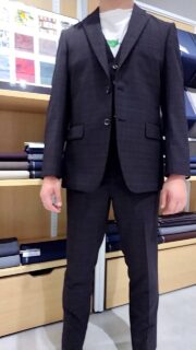 茶系・Wool100％ナチュラルストレッチ素材&チェス裏地の画像