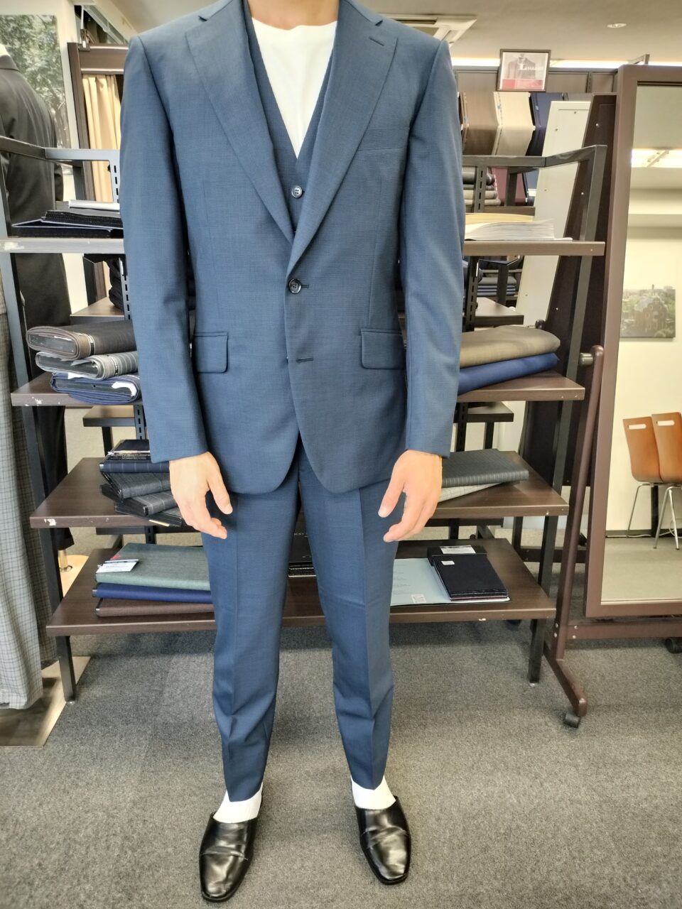 【ONLY】スリーピース スーツ 千鳥格子 ブルーネイビー系 size 175A Navy suit-ネイビー(紺)千鳥柄スーツ