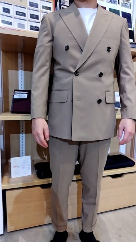 紺系・イタリア輸入生地（MARZOTTO社）&チェス柄裏地のアイキャッチ画像