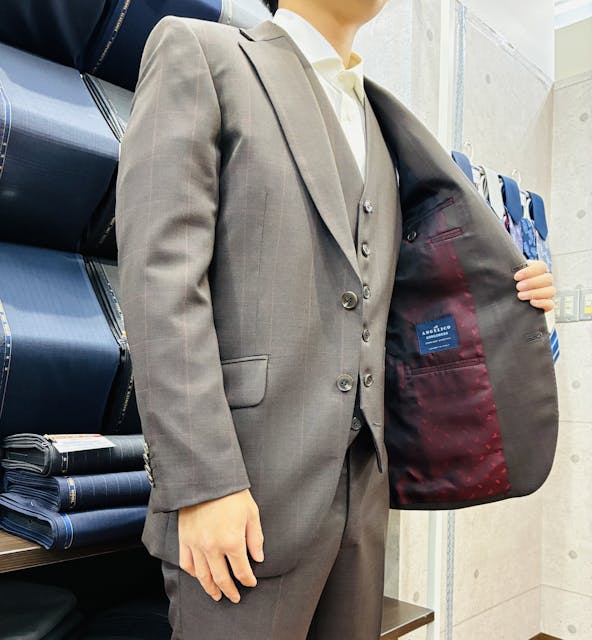 イタリア製生地『ANGELICO』ブラウン×エンジのウィンドーペンのアイキャッチ画像