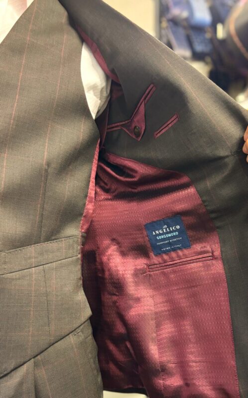 茶系・イタリア輸入生地「ANGELICO社」Wool100%素材&ドビー柄裏地のアイキャッチ画像