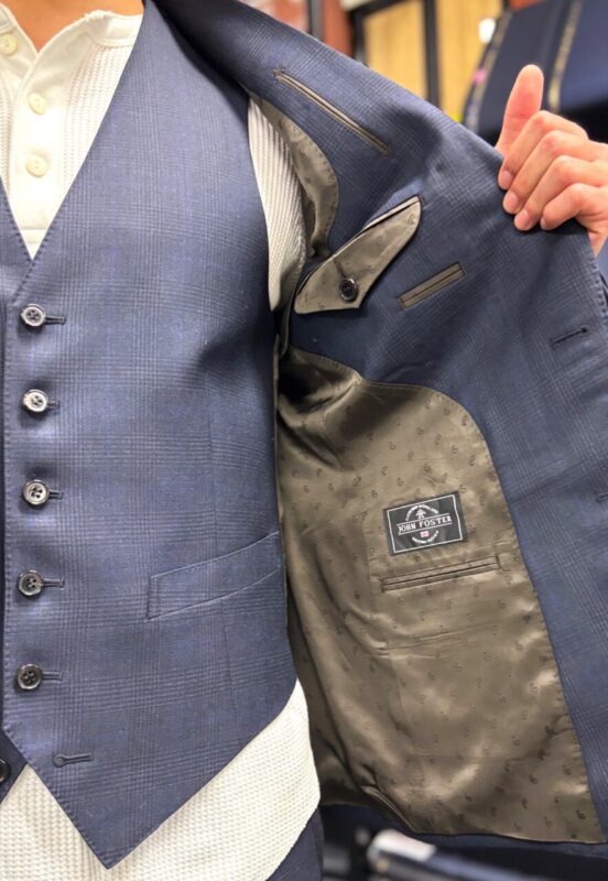 紺系・イングランド輸入生地「JOHN FOSTER社」Wool100%素材&ペイズリー柄裏地のアイキャッチ画像