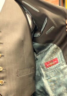 茶系・イタリア輸入生地「ALBINO　TORELLO　VIERA社」Wool100%素材&チェス柄裏地の画像