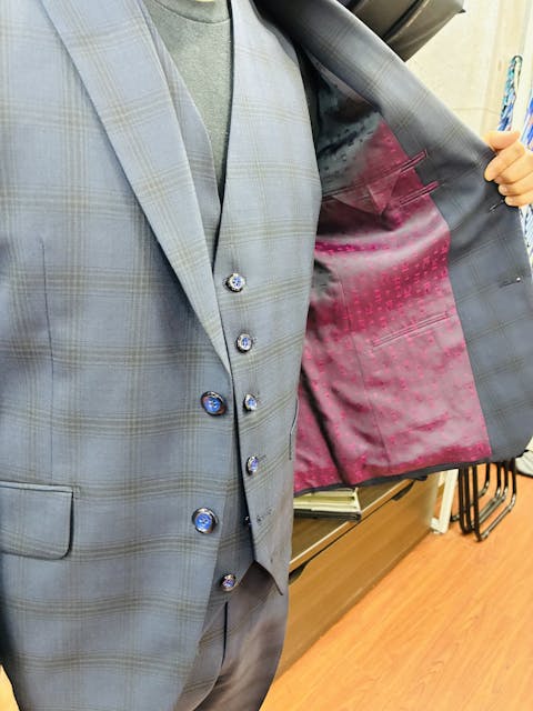 ネイビー格子×チェス柄パープルのアイキャッチ画像