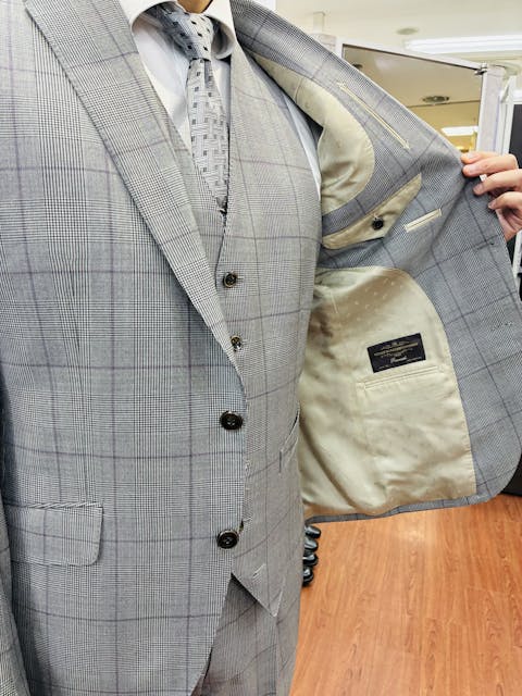 【イタリア製生地】『CANONICO』グレーオーバーペン×ベージュのペイズリー柄のアイキャッチ画像