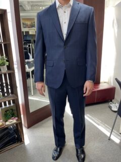 イギリス生地【JOHN　FOSTER】紺色ウインドウペン×SADAの誇る高級仕上げ【HG仕立て】＝格別な1着をお仕立ていただきました✨の画像