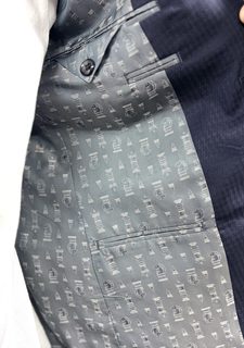 紺系・Wool100％（Super100’ｓ）光沢ナチュラルストレッチ素材&チェス柄裏地の画像