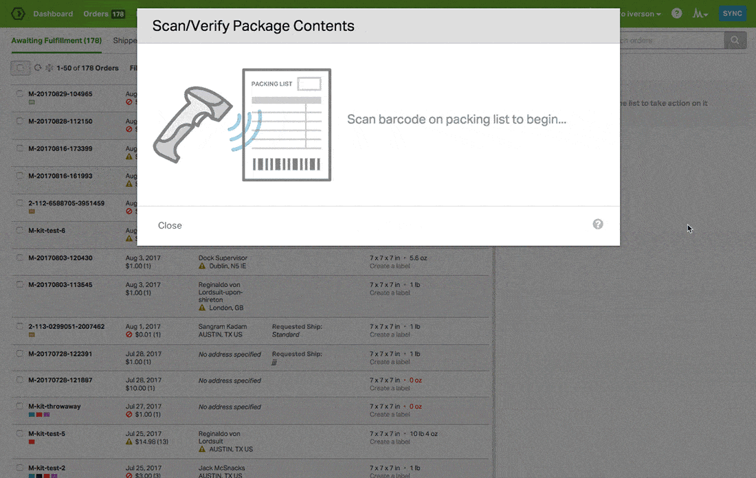 The scan/verify workflow in action